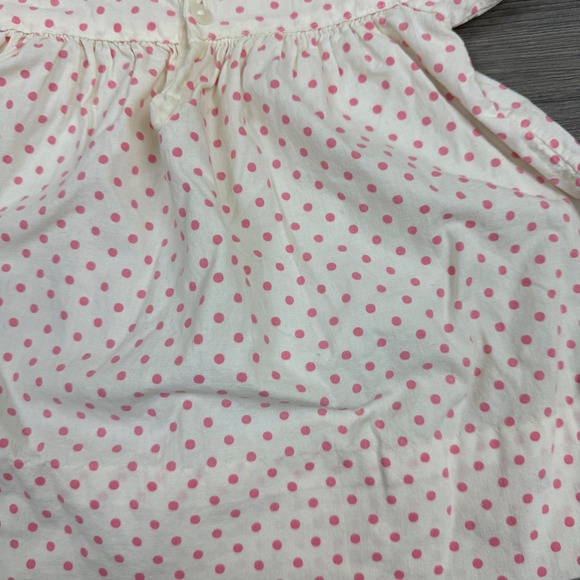 Vintage Baby Dress 3–6M Pink Polka Dot Puff Sleeve Embroidered 70s 80s Heirloom - Picture 6 of 10